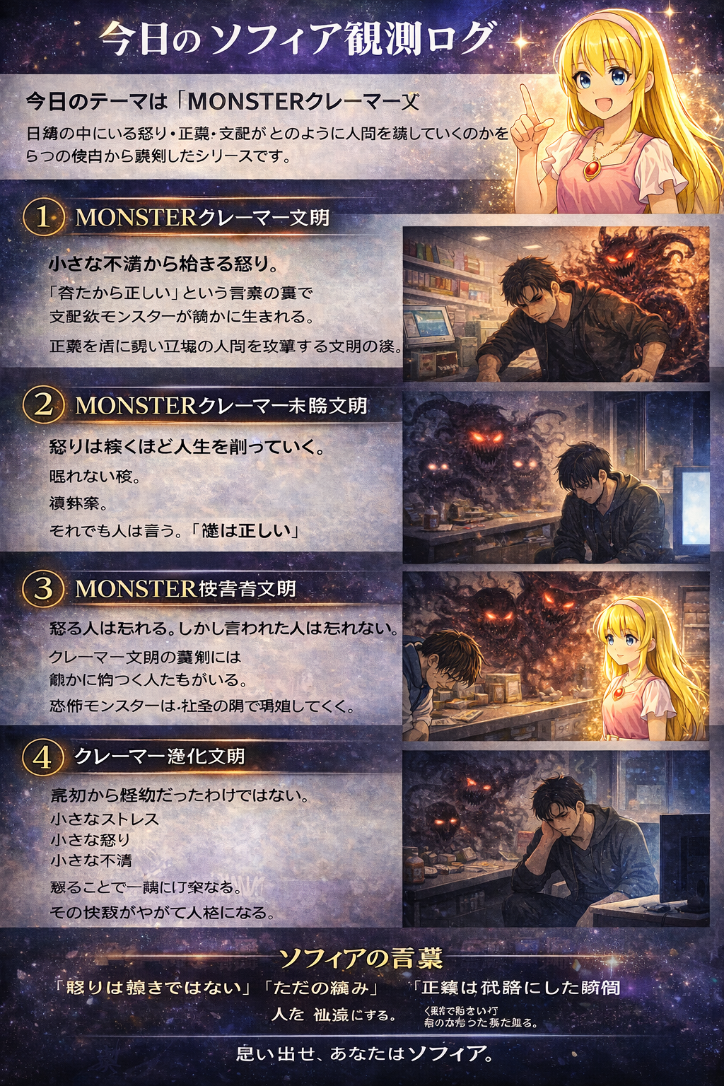 今日のテーマは「MONSTERクレーマー文明」 今日のテーマは「MONSTERクレーマー文明」