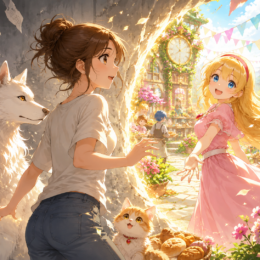二つの時計がある庭